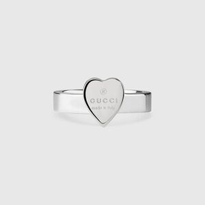 Gucci Trademark Silver Heart Ring 925 Sterling Silver